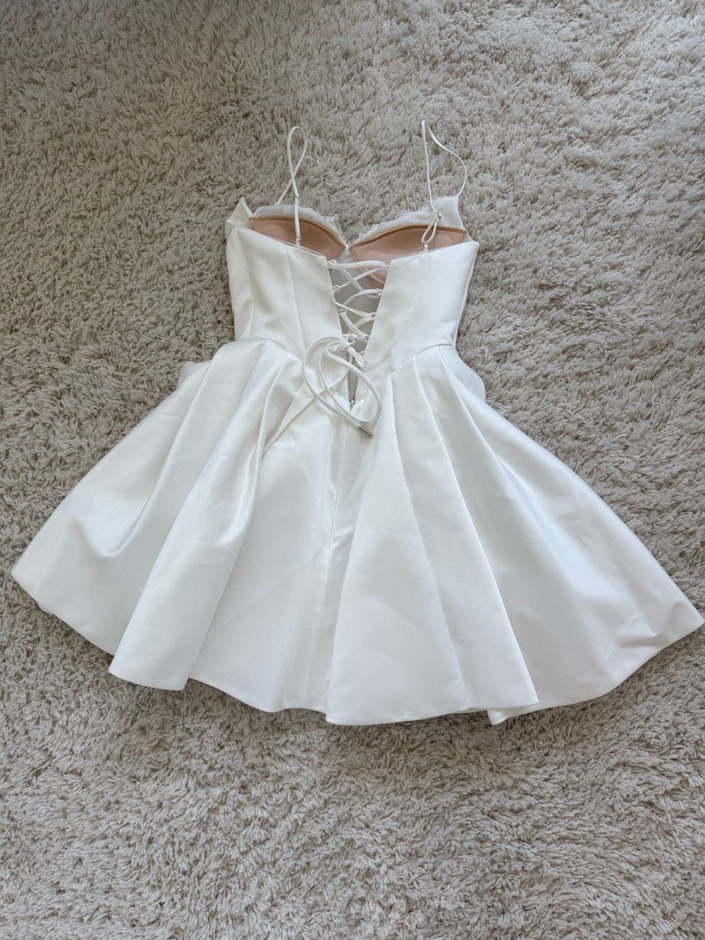 Elegant White Beaded Satin Corset Bridal Dress - Picture 4 of 4